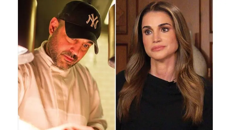 מלכת ירדן ומאיר אדוני. צילום: AFP, איתיאל ציון