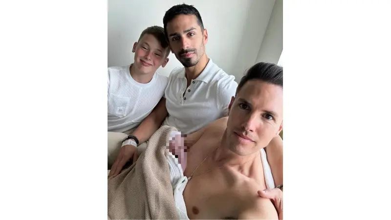 ינאי פרישר גוטמן, פלג לוי, רוי פרישר גוטמן והתינוק (צילום אינסטגרם)